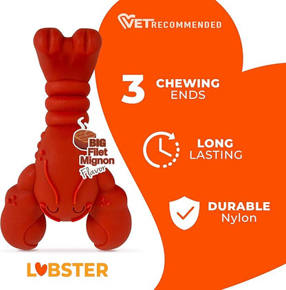 Nylabone Lobster Power Chew Toy for Dogs, Dog Toys for Aggressive Chewers, Filet Mignon Flavor, X-Large Dogs - 50+ lbs, 1 Count