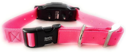 Sparky Pet Co - ECollar Replacement Strap - Double Buckle Dog Collar - Rugged Nylon - Adjustable - D Ring - Quick Release Metal Clasp - for Invisible Fence Systems - 3/4" x 21" - Neon Pink
