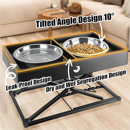 Joytale Metal Stand Elevated Dog Bowls, Heavy Duty 9 Adjustable Height from 9" to 17.5" Dog Food Stand, 2 Stainless Steel Bowls, Non-Slip and Non Spill Raised Food & Water Station for Large Breeds
