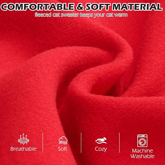 EXPAWLORER Soft Cat Sweater - Sweaters for Cats Only Warm Kitten Clothes, Fall and Winter Pet Coat Pullover Design, Fleece Sweatshirt Clothing Also for Puppy Small Dogs, Bright Red M