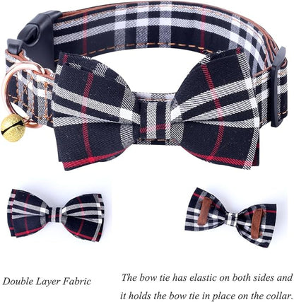 Yizepet Dog Collar with Bow Tie- Adjustable pet Collar for Dogs with Plastic Buckle Collar, Stylish Pattern for Small Medium or Large Boy and Girl Dog and Cat