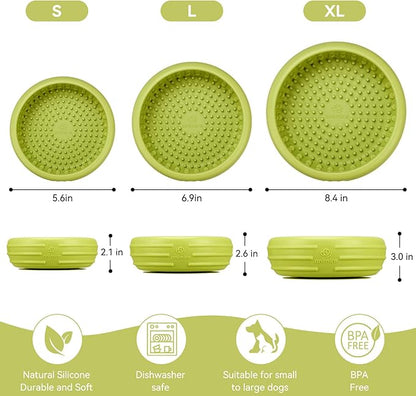 Dog Lick Bowl, Animire Freeze Lick Mat for Dogs, Non-Slip Slow Feeder Licking Bowl Enrichment Treat for Distraction Anxiety Relief, Food Grade Silicone, Dishwasher Safe(Green,S)