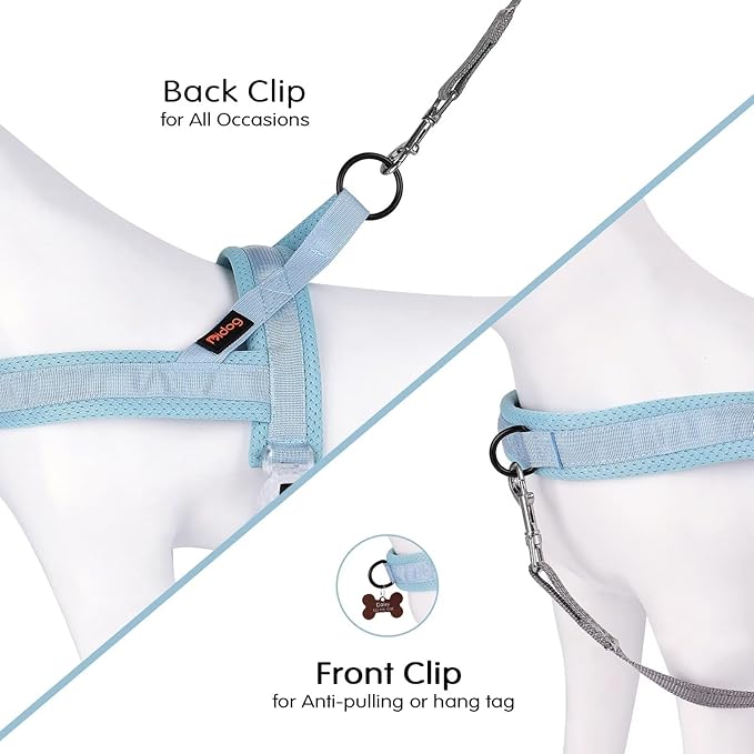 Didog No Pull Dog Harness with Breathable Mesh Padded, Quick Fit & Easy on Dog Vest Harness for Small Medium Large Dogs Training Walking(Blue,M)