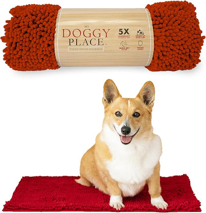 My Doggy Place Dog Mud Mat, 18" x 24" Red – Thick Microfiber Entry Rug for Snow, Mud & Salt – Absorbent, Quick-Dry, Washer-Safe & Non-Slip, Small
