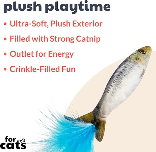 Huxley & Kent Plush Cat Toy - Interactive Catnip Toy for Cats & Kittens - Soft with Crinkle & Catnip - Fun Indoor Play - Sardine