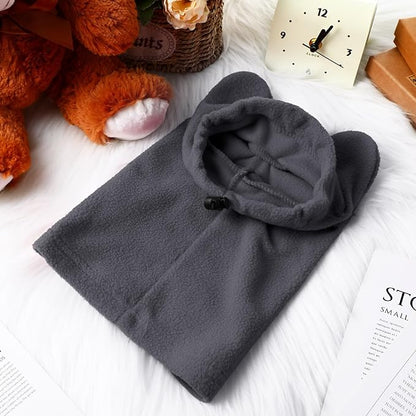 Clysee Winter Dog Hats Quiet Ears for Dogs Ear Muffs Pet Neck Warmer Scarf Hoodie Noise Protection Cover Beanie Head Wrap Costume for Pet Dog Cats(Grey,S)