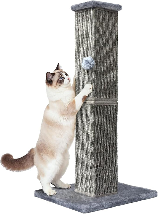 YULOYI Cat Scratching Post 32 Inch for Indoor Large Cats and Kitten, Nature Sisal Tall Cat Scratch Post, Sisal Cat Scratcher Improve Cat's Scratching Habits and Protect Your Furniture, Dark Grey