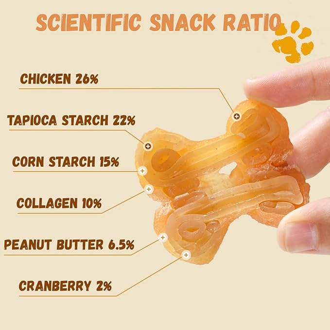 Pawmate Dog Treats Chicken Wrapped Peanut Butter Bones 2.5'', Easily Digestable Dog Chews Rawhide Free Grain Free, Chewy Training Treats Snacks for Small Medium Large Dogs, 10.6 oz