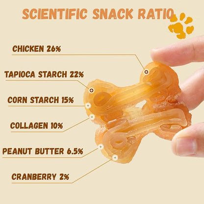 Pawmate Dog Treats Chicken Wrapped Peanut Butter Bones 2.5'', Easily Digestable Dog Chews Rawhide Free Grain Free, Chewy Training Treats Snacks for Small Medium Large Dogs, 10.6 oz