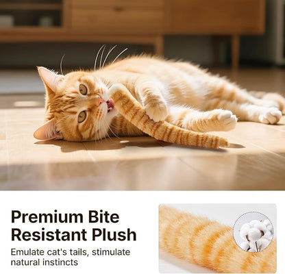 Potaroma Lifelike Tail Simulation Cat Toys for Halloween, Pack of 3, Fluffy Durable, Crinkle Sound with Catnip Inside, Interactive Indoor Kitten Kicker for Kitty Exercise 9.8 Inches