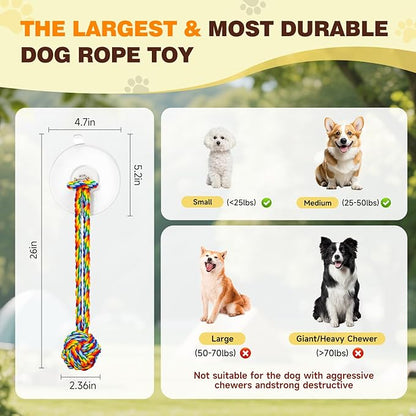 Duocharm Interactive Suction Cup Tug Dog Toy for Small to Medium Dogs,Cotton Tug Rope,Puppy Teething Toy,Indestructible Chew Toy for Aggressive Chewers,Puzzle Enrichment Toy to Keep Dogs Busy,Red-Blue
