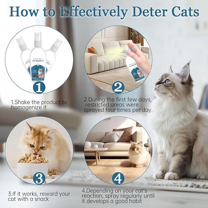 iALTERLL Cat Deterrent Spray Natural Safe Cat Repellent Indoor & Outdoor, Effective Training Aid, Anti-Scratch Deterrent for Furniture, Sofas, Rugs, Citrus cat Deterrent Spray Non-Toxic （White）