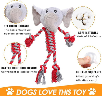 Rope Dog Toys to Keep Them Busy - Tug of War Dog Toys for Boredom Plush Interactive Squeaky Puppy Toys for Small Medium Large Dogs, Birthday Training Gifts