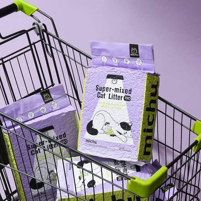 Michu Tofu Cat Litter Natural Clumping Tofu Cat Litter 5.5lb/88oz 5 Scents (Peach + Mixed, 2 Pack)