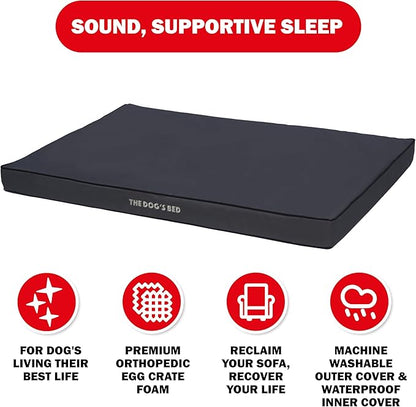 The Dog’s Bed Orthopedic Dog Bed, XXL Grey with Black Trim, Waterproof, Supportive Dog Bed with Washable Replaceable Covers, Veterinary Approved