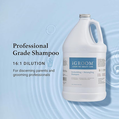 iGroom Deshedding & Detangling Dog Shampoo, Luxury Pet Beauty Care, Loosen Tangles + Unwanted Undercoat, Adds Shine + Volume, Made in USA (1 GAL)