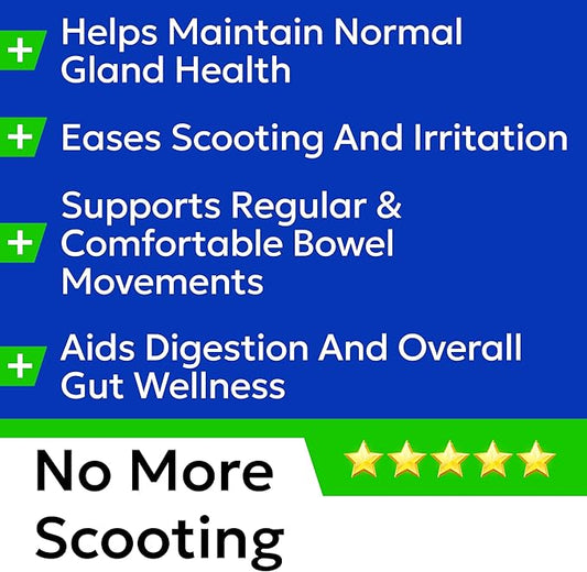 BARK&Spark Dog Anal Gland Treatment Chews - AnalGland Support Supplement - Stop Scoot & Reduce Odor with Prebiotics & Digestive Enzymes - Bacon Flavor, 120 Treats