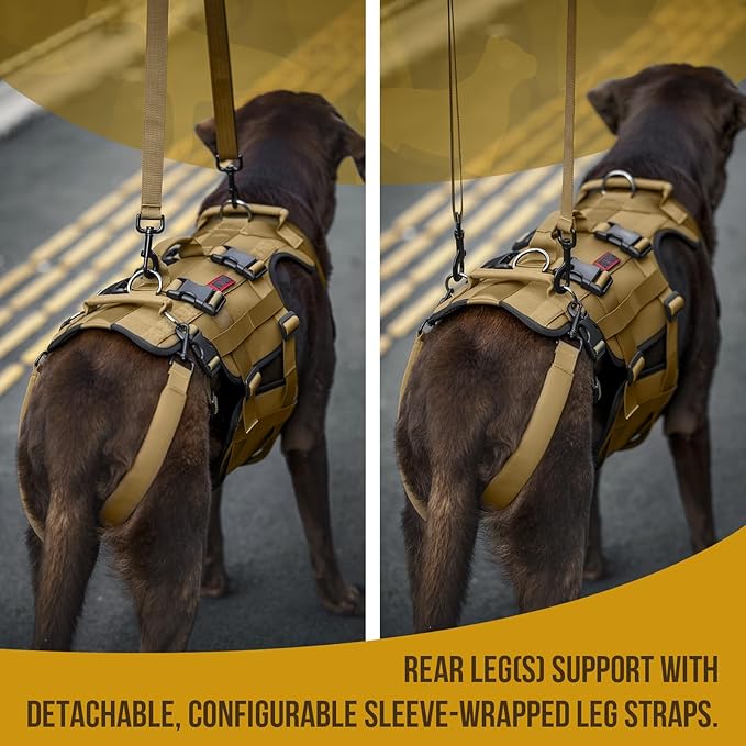 OneTigris Dog Lift Harness for Large Dogs, Dog Hip Support Brace, Full Body Lifter with Handles Invictus Multifunctional Mobility Assistance Vest for Back Legs (Brown, M)