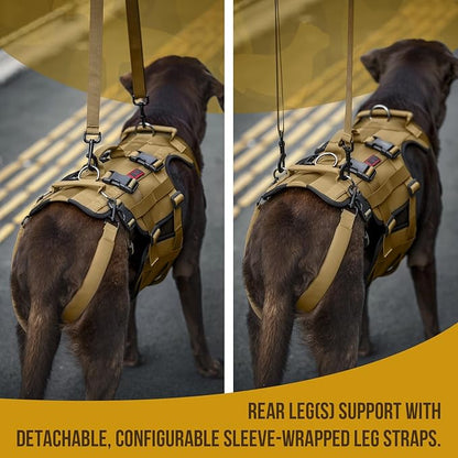 OneTigris Dog Lift Harness for Large Dogs, Dog Hip Support Brace, Full Body Lifter with Handles Invictus Multifunctional Mobility Assistance Vest for Back Legs (Brown, M)