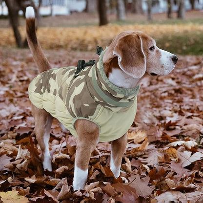 Lelepet Warm Dog Winter Coat Dog Coats for Small Dogs Waterproof Dogs Jacket with Harness Built in Reflective Cold Weather Coats Windproof Zip-Up Winter Fleece Vest Snowsuit Yorkie Desert Camo S