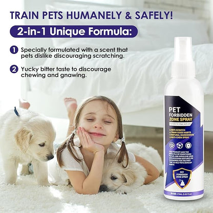 Bitter Apple Spray for Dogs to Stop Chewing, 175ML No Chew Spray for Dogs, Natural Dog Deterrent Spray for Pet Behavior Training, Indoor & Outdoor Safe, Alcohol Free/Non-Toxic/No Sting & No Smell
