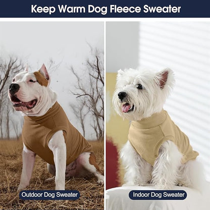 IECOii 2 Pack 4XL Warm Fleece Dog Coats for Doberman - Stretchy Winter Sweaters for Large Dogs, Soft Sweatshirts for Cold Weather Walking, Hiking, Machine Washable (Size 4XL, Dark Brown & Light Brown)