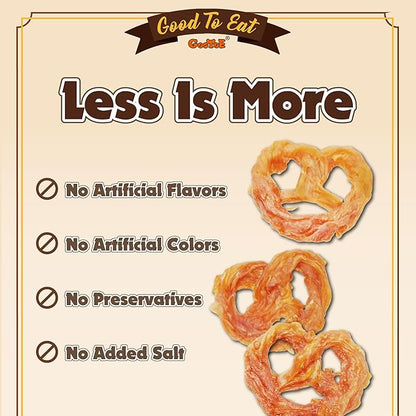 Gootoe Turkey Tendons for Dogs –All-Natural, Hypoallergenic Dog Treats, Rawhide Alternative, Long Lasting Puppy Chews, Healthy Dog Treats for Medium Breeds, Pretzel (M), 3 Count Pack