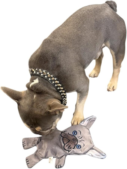 Piggy Poo and Crew French Bulldog Crinkle Squeaker Fetch Toys 2 Pack for Dogs Puppies Small Animals