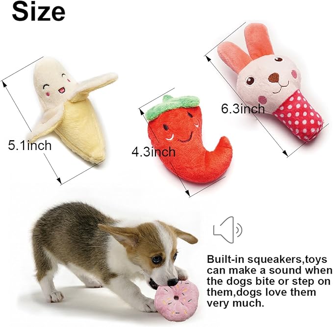 SZKOKUHO 9 Pack Small Dogs Puppy Squeaky Dog Toys,Cute Variety Colors Designs to Bite Anytime, for Small Dogs