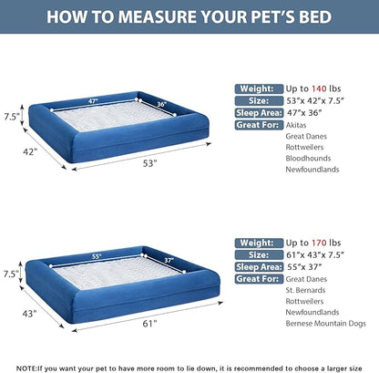 WNPETHOME Giant Dog Bed, Washable Dog Couch with Removable Waterproof Cover, Orthopedic Large Pet Sofa Bed with Bolster Sides for Sleeping