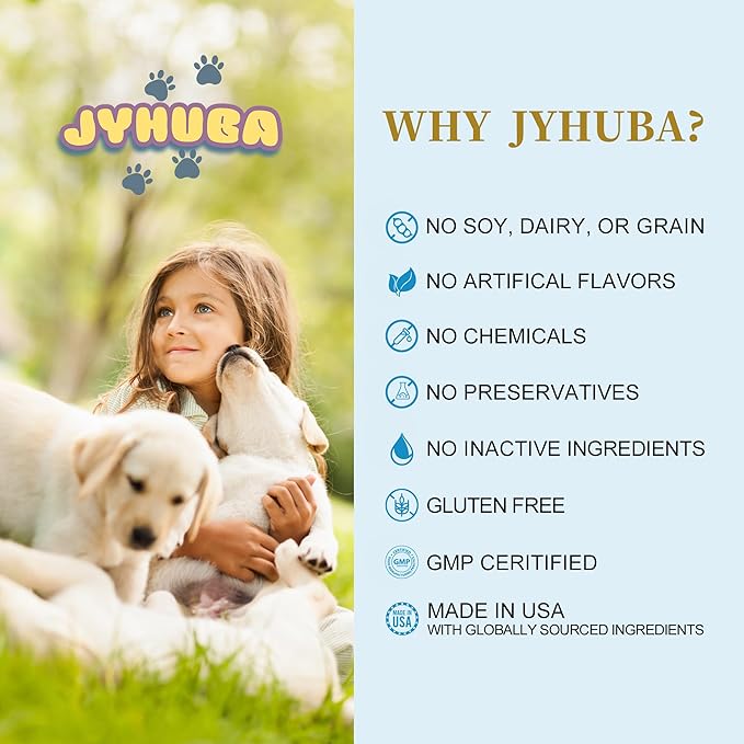 JYHUBA Hip & Joint Support for Dogs & Cats – Natural Joint Supplement with PEA, Glucosamine, MSM, Green Lipped Mussels – Promotes Mobility, Reduces Inflammation & Pain – Made in USA 2.5oz (72g)