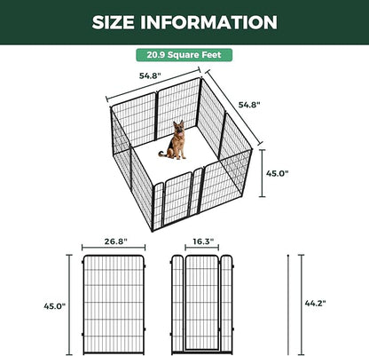 FXW Homeplus Unleashed Indoor Dog Playpen - Stress-Free and Safe Play, Heavy Duty 45 Inch 8 Panels Dog Pen for Large Dogs, Black│Patented