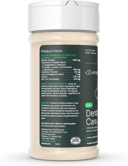 VetriScience Dental Care Powder, Perio Support Clinically Tested Dental Supplement for Small, Medium and Large Breed Dogs, Freshen Breath, Control Plaque and Tartar, Oral Health, 4.2 oz
