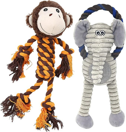 Rope Dog Toys to Keep Them Busy - Tug of War Dog Toys for Boredom Plush Interactive Squeaky Puppy Toys for Small Medium Large Dogs, Training Birthday Gifts