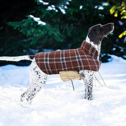 Kuoser Warm Dog Coat, Waterproof Dog Jacket for Extra Large Dogs, Adjustable Durable XXXL Doggie Winter Coat Reversible Puppy Cold Weather Apparel for Large Breed, Brown 3XL