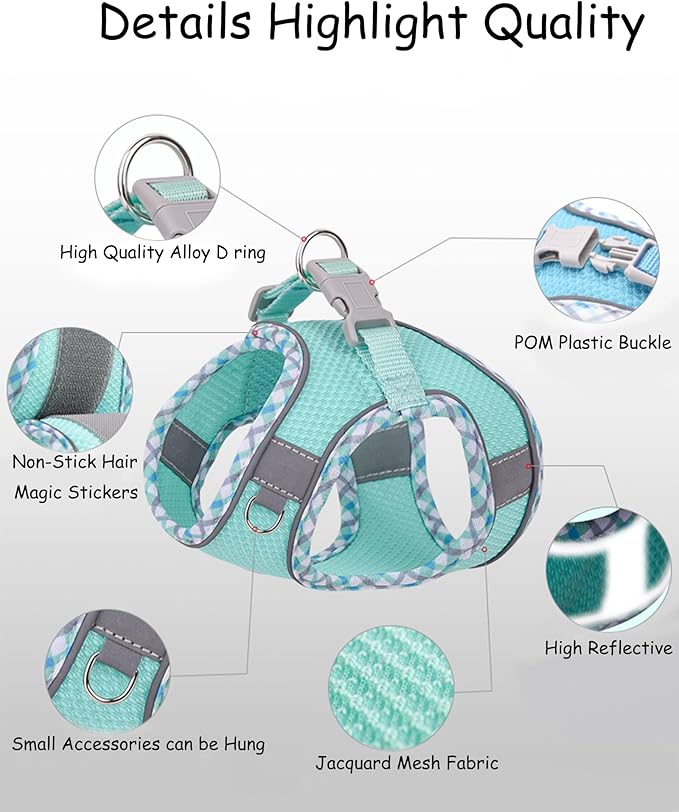 Petank Dog Harness for Small Medium Dogs No Pull, Puppy Harness and Leash Set, Step in Dog Harness for Walking, Running, Training, Small Dog Vest, Medium Dog Vest (Black, L)