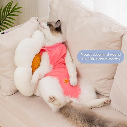 Avont Cat Recovery Suit Post-Surgery Onesie, Breathable Cone-of-Shame Alternative Bodysuit for Spayed Female Kittens, Skin Abdonminal Wound Care -Rosepink(S)