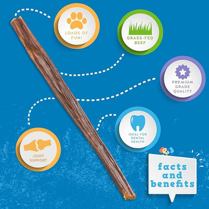 Jack&Pup Gullet Jerky Chew for Small Dogs | Single Ingredient Dog Treats with Glucosamine for Natural Joint Support (12" Gullet Sticks 20pk)
