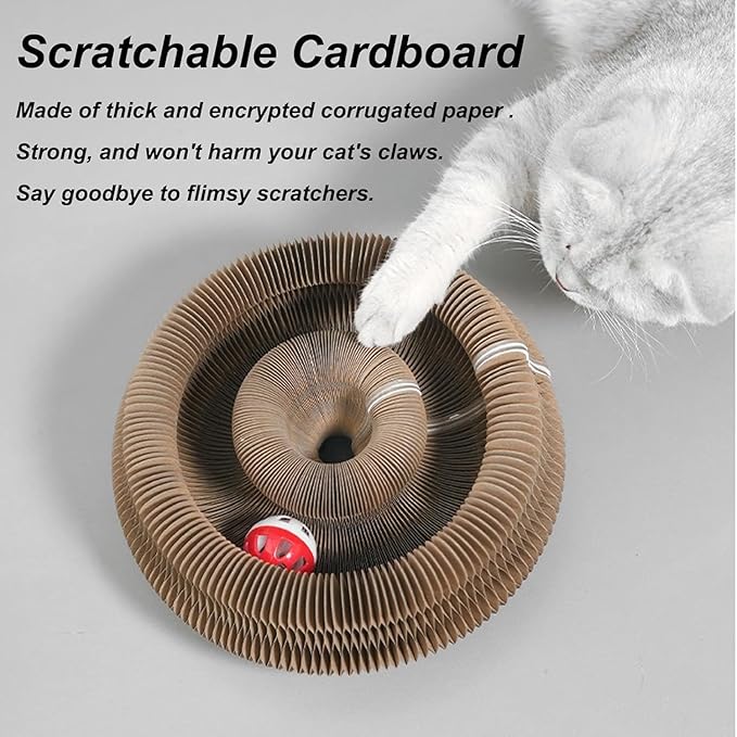 Comasua Cat Toy,Magic Organ Cats Scratcher Board,Foldable Accordion Toys with Ball (2pc)