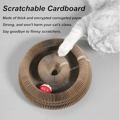 Comasua Cat Toy,Magic Organ Cats Scratcher Board,Foldable Accordion Toys with Ball (2pc)