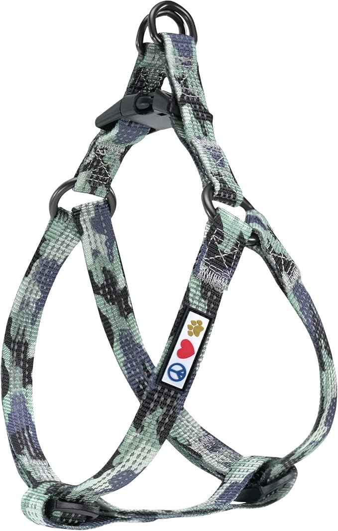 Pawtitas Reflective Step-in Dog Harness – Adjustable No-Pull Vest for Puppies to Seniors, Safe & Comfortable, XS Camo Grey
