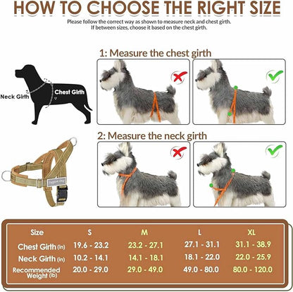 Lukovee No Pull Dog Harness & Leash Set - Heavy Duty Dog Vest Harness with Soft Padded for Medium Large Dogs, Adjustable Reflective Tactical Pet Harness for Easy Walk and Training (S, Yellow)