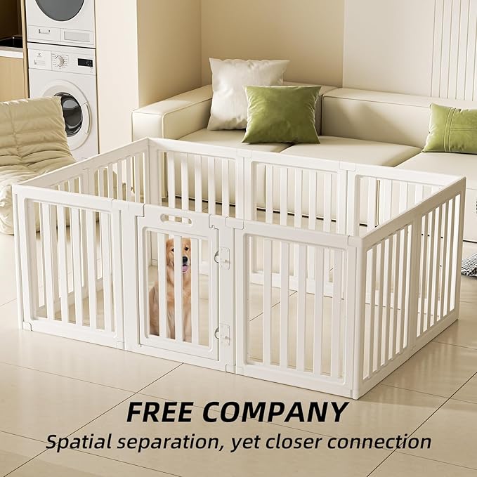 LoveTail Clear Dog Play Pen,Pet Playpen with Door,Easy to Clean and Install Puppy pens for Both Indoor and Outdoor use (White, 30.3" Height, 10PCS)