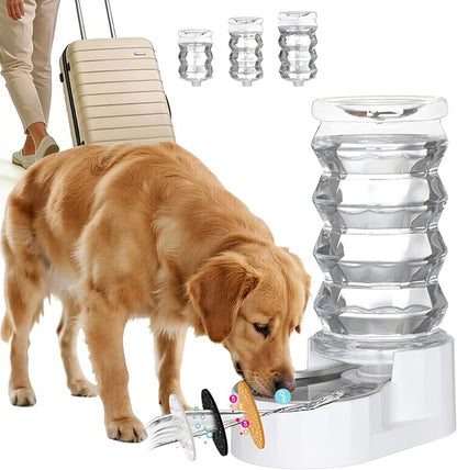 RIZZARI Large Gravity Water Dispenser: 8L Auto-Refill Stainless Steel Dog Water Feeder with Triple Filter - No Spill and BPA-Free - for Large or Active Dogs & Multi-Dog Households - Porch - Garden