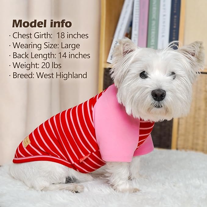 KYEESE 2Pack Dog Sweater, Soft Pet Sweatshirt Stretchy Pullover Dog Sweater for Small Dogs Girl Boy, Lightweight Fleece Pet Shirt Clothes with Sleeves, L
