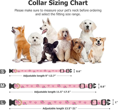 Cotton Handmade Dog Collar Cute and Distinctive Patterns Pink Rose with Pendant for Girl Boy Dogs Collars S