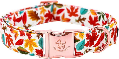 Elegant little tail Fall Dog Collar, Autumn Leaves Pet Collar Durable Dog Collars Male or Female Holiday Pet Gift Adjustable Dog Collar for X-Large Dogs