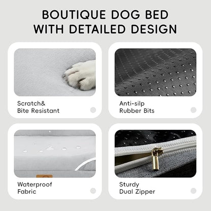 Homemate Dog Bed for Extra Large Dog: 48x35 in Orthopedic Large Dogs Bed XXL Outdoor Pet Cat Bed Sofa Supplies with Toy Dogs Crate Pad Couch with Removable Washable Cover & Non-Slip Botton Light Grey