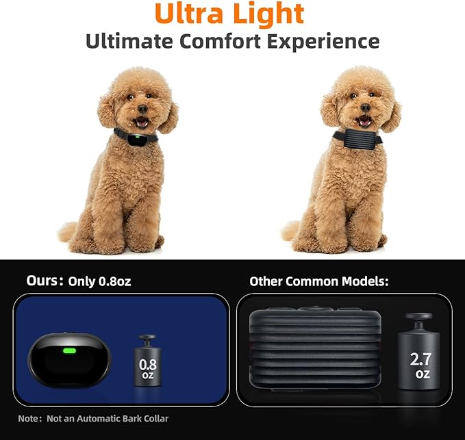 Ultra-Small Dog Shock Collar with Remote, Ultra-Light & Thin Dog Training Collar, Tailored for Small Dogs 5-15lbs & Medium Dogs, 198-Level Precise Control, Waterproof, Rechargeable (Not Auto Collar)