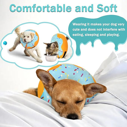 Recovery Donut Collar for Dogs & Cat,Inflatable Dog Cone Collar Alternative After Surgery,Soft Cone for Large Medium Small Dog,Adjustable Pet Neck Donut(Blue,Medium+)
